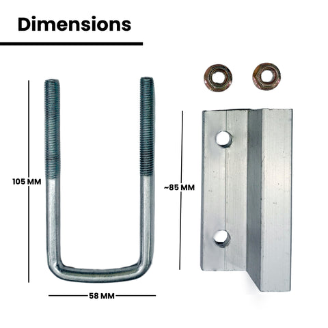 Solar End Clamp with U-Bolt – Aluminum Clamp With Galvanized Iron Mounting Bracket for PV Panels - Image 2